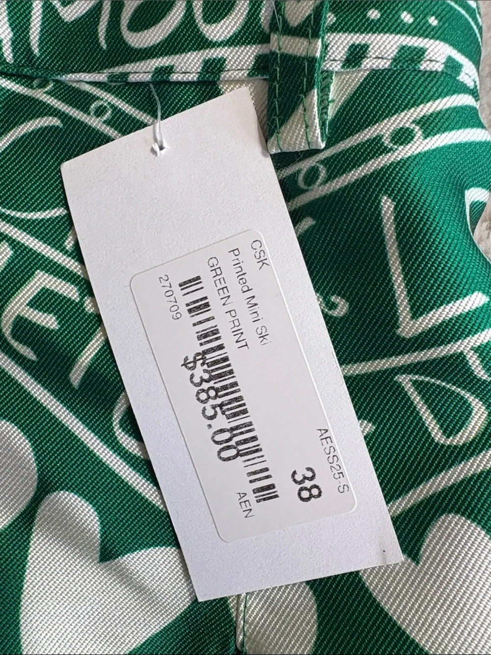 Green Graphic Mini Skirt